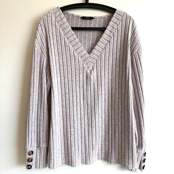 Dokotoo Women’s Size XL Gray Pullover Tunic Sweater V-Neck Casual Soft Weather - Picture 1 of 10